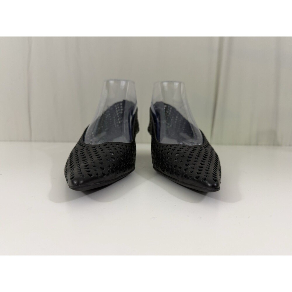 JEFFREY CAMPBELL Alter-Ego Kitten Heel Pump Black Laser-Cut Heart Star Sz 8 - Picture 3 of 13